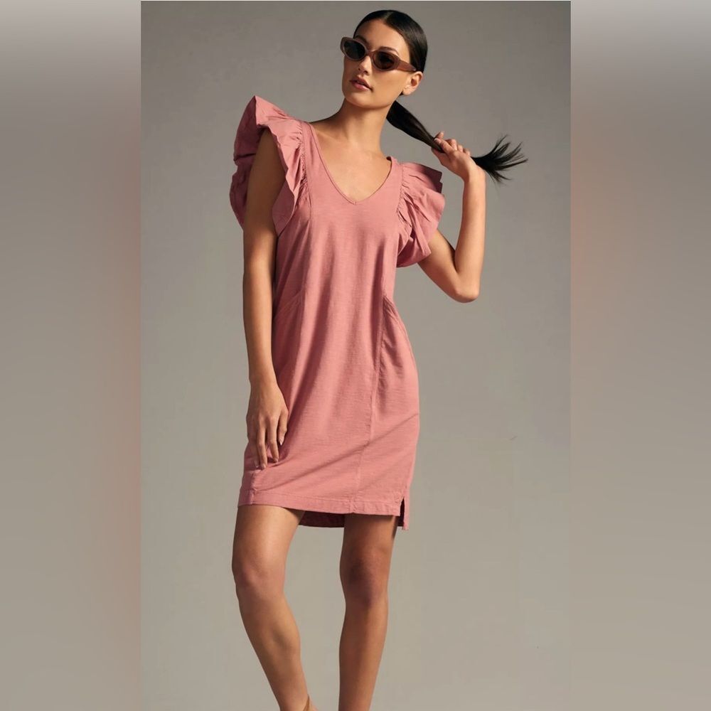 Anthropologie Daily Practice Flutter Sleeve T-shirt Dress Size XS